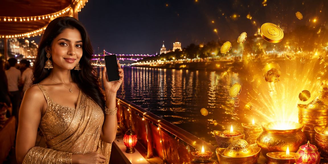 Ahmedabad riverfront with festive lights during Diwali