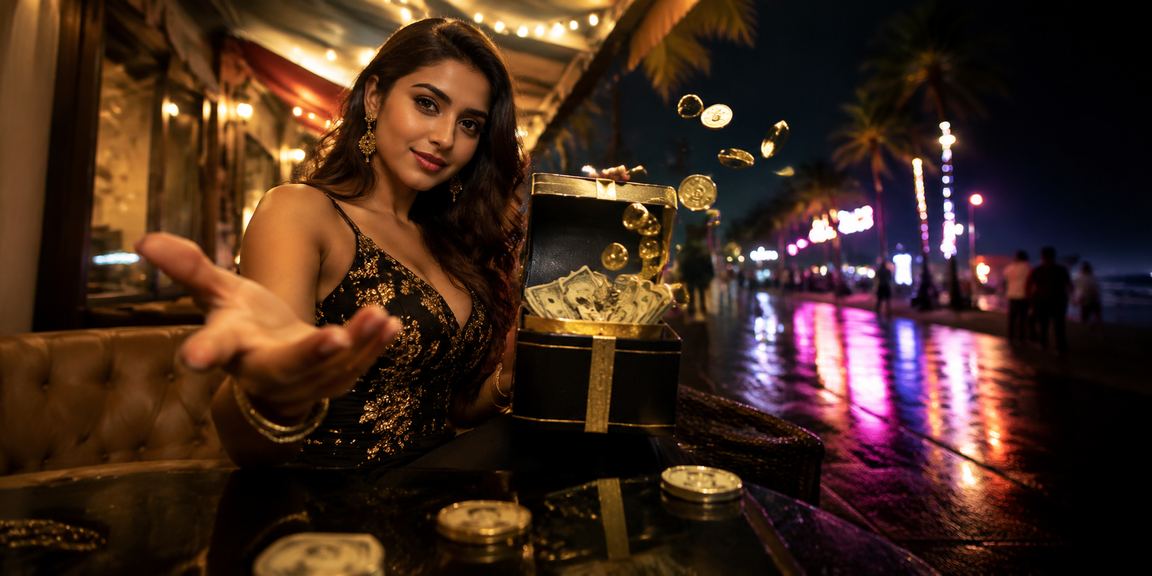 Indian VIP customer enjoying exclusive beachside casino-style entertainment